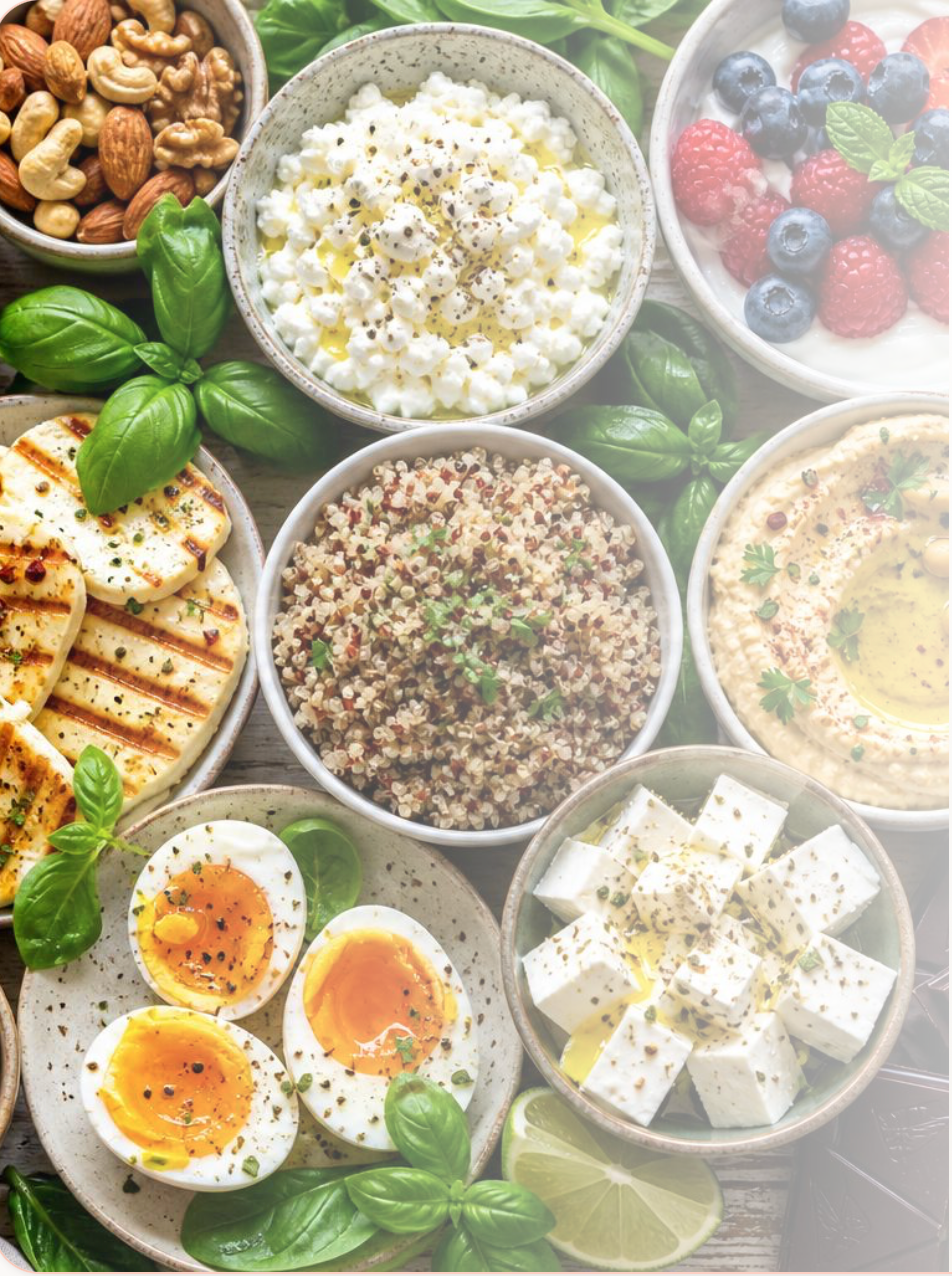 Vegetarische proteinreiche Lebensmittel